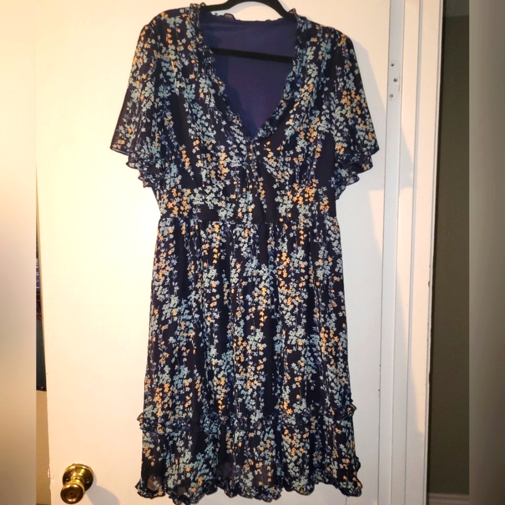 Navy Floral Dress